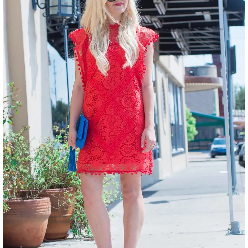 Tularosa Clayton Red Pom Pom Dress